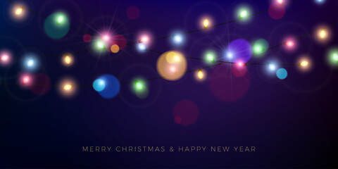 Wall Mural - colorful christmas lights. holiday decoration