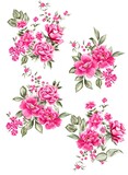 Fototapeta Kwiaty - Watercolor Bouquet of flowers, isolated, white background, pink roses and green leaves