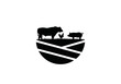 cow pig chicken farm logo vector icon illustration. classic design style	
