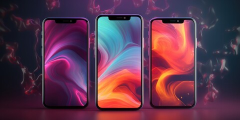 Variatons of vivid colored wallpaper art smartphone screen background images. 