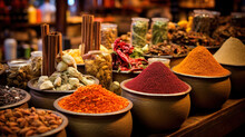 Colorful Spices And Dyes Found At Asian Or African Market