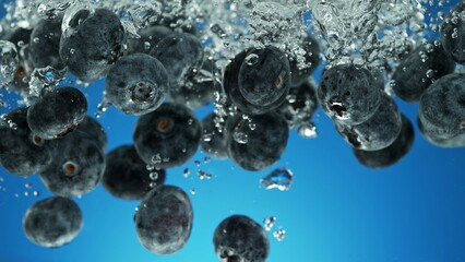 Poster - Blueberries Falling into Water.