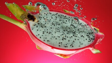Poster - Dragon Fruit Falling into Water.