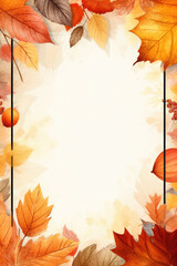 Wall Mural - A square frame adorned with vibrant autumn leaves and berries. Perfect for adding a touch of nature to any design project or fall-themed decoration.