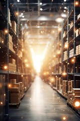 Poster - A large warehouse filled with numerous boxes. Suitable for business, logistics, and storage concepts