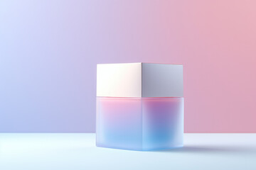 Poster - A glass container holding a vibrant pink and blue liquid. This versatile image can be used in various contexts