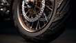 Showcase the high-resolution texture of a luxury motorcycle's tire, capturing its rich, tactile quality