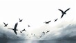 A flock of flying birds Vector illustration