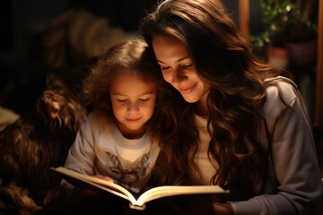 Sticker - A parent reading to their child, emphasizing the critical role of early childhood education in poverty prevention. Generative Ai.