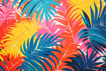 Poster - Bright tropical overlapping leaves trendy background