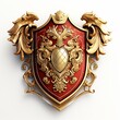 3d shield that combines elements of traditional heraldry with a modern twist, isolated on white background