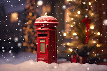 Red Postbox Or Mailbox In The Snow