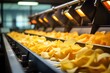 © top images - Chips factory. Production conveyor line. Background with selective focus and copy space