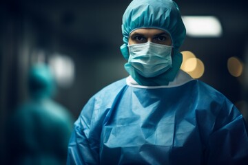 Canvas Print - Surgeon in uniform. Top professions concept. Portrait with selective focus and copy space