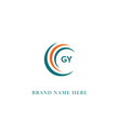 GY G Y letter logo design. Initial letter GY linked circle uppercase monogram logo red and blue. GY logo, G Y design. GY, G Y 2 latter 