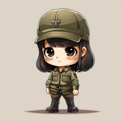 Army Girl Cartoon