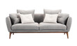 Grey couch isolated on a transparent background created with Generative AI technology