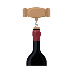 Sticker - wine bottle with corkscrew