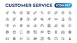 © artnazu - Customer service icon set. Containing customer satisfied, assistance, experience, feedback, operator and technical support icons.Thin outline icons pack.