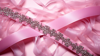 Poster - pink ribbon on a satin background HD 8K wallpaper Stock Photographic Image 