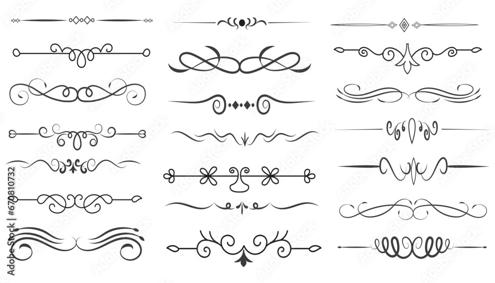 Divider Type Page Divider And Design Elements. Set of Various Simple Black Divider ...