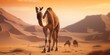 camel is walking in desert, generative AI