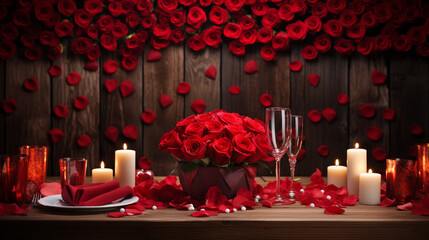 Canvas Print - candles and roses HD 8K wallpaper Stock Photographic Image 