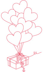 Wall Mural - Valentine's day gift and balloon design
