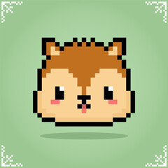 Wall Mural - Chipmunk head in 8 bit pixel art. Animals for game assets in vector illustration