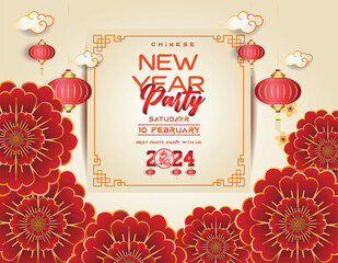 Wall Mural - Happy lunar new year 2024, Vietnamese new year, chinese new year, Year of the Dragon.