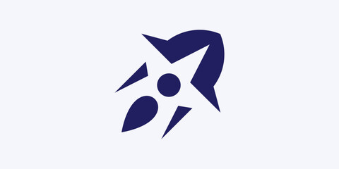 Wall Mural - logo combination of a rocket shape with a star.