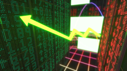 Wall Mural - Stock market and investments Financial data displayed on a graph of an increasing or decreasing stock price. Charts of the global stock market, the economy, and investments,3d rendering