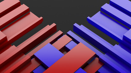 Poster - Abstract background,red and blue oblique shape on a background,The concept of competition between two parties,3D rendering