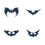 Fototapeta Koty - Collection of Halloween Bat Silhouette. Isolated Vector. 