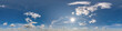 seamless cloudy blue sky 360 hdri panorama view with zenith and beautiful clouds for use in 3d graphics as sky dome replacement or edit drone shot
