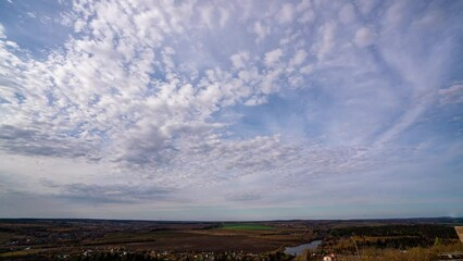 Wall Mural - blue sky white clouds. puffy fluffy white clouds. cumulus cloud cloudscape timelapse. summer blue sk