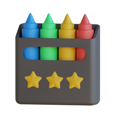 Poster - 
Colorful 3D Model of Crayons for Children's Art. Black and Yellow Packaged Crayon 3D Model with Sharp.
3d illustration, 3d element, 3d rendering. 3d visualization isolated on a transparent background
