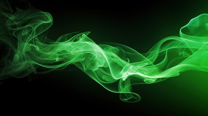 Wall Mural - Light neon green smoke color on dark background. AI generated image