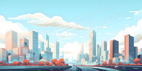 Wall Mural - Cityscape with sky illustration background