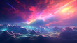 3d render, abstract fantasy background of colorful sky with neon clouds. Generative AI.