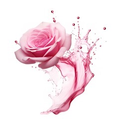 Wall Mural - Isolated pink rose petals falling on a white background. Generative Ai.