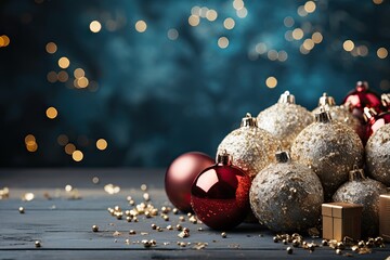 Aufkleber - Christmas greeting background design with Christmas ball and bokeh background for text space