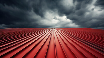 Poster - A red metal sheet roof and sky