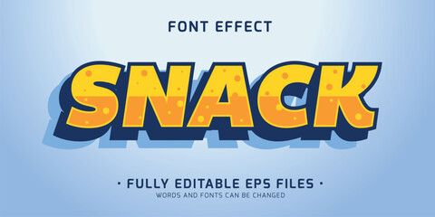 Wall Mural - vector editable font effect with snack word in kawaii doodle style
