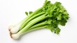 Fresh green celery stalk isolated on white background. AI generated image