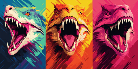 Wall Mural - Bright and colorful animal poster.