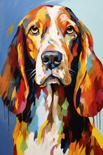 Basset Hound Dog Portrait,  Digital Painting Of Basset Hound Dog