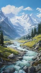  A detailed view of natural landscapes, capturing the grandeur of majestic mountains.