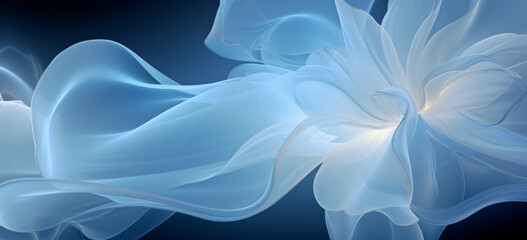 Wall Mural - Dark Blue petals, blossom flower flowers swirls Blue painted lines, isolated on blue background