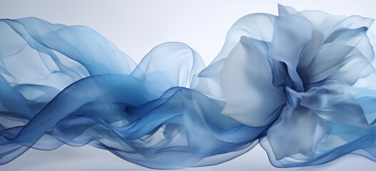 Wall Mural - Dark Blue petals, blossom flower flowers swirls Blue painted lines, isolated on white background